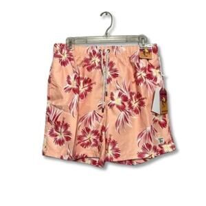 The Endless Summer Swim Trunks Elastic Waistband Quick Dry Floral Pink M L NWT